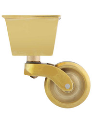 Brass Square Cup Caster with 1 7/16" Brass Wheel